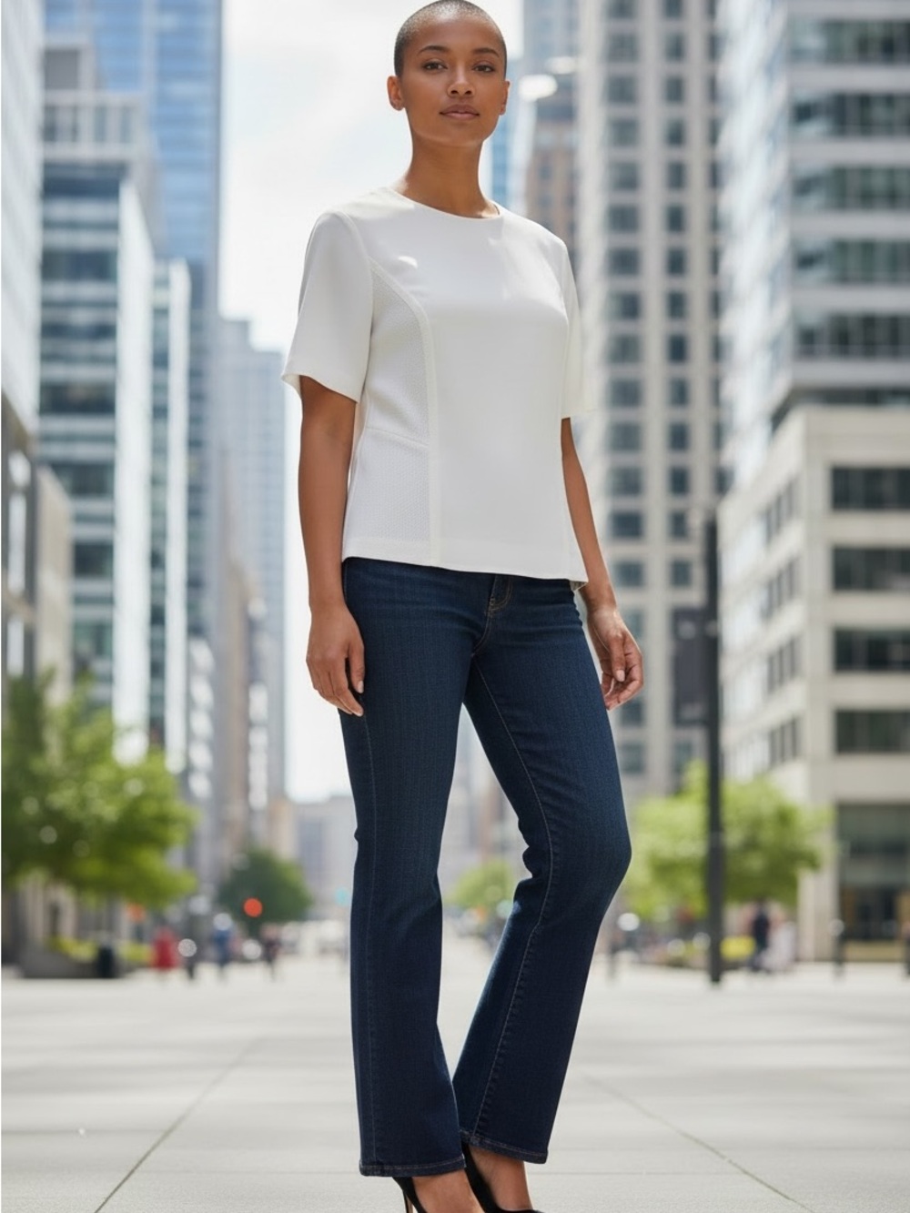 Rag & Bone Cream Textured Fitted Women's Blouse - Picture 3 of 7